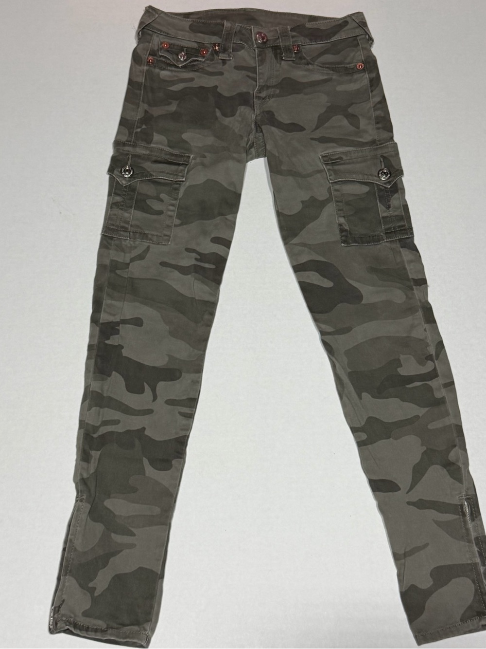 True Religion Camo Cargo Style Pants - Olive & Dark Green